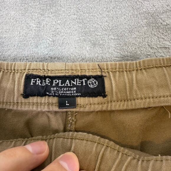 Free Planet Jogger Pants Size Large Drawstring Elastic Waist Cuffs Khaki - Picture 3 of 6